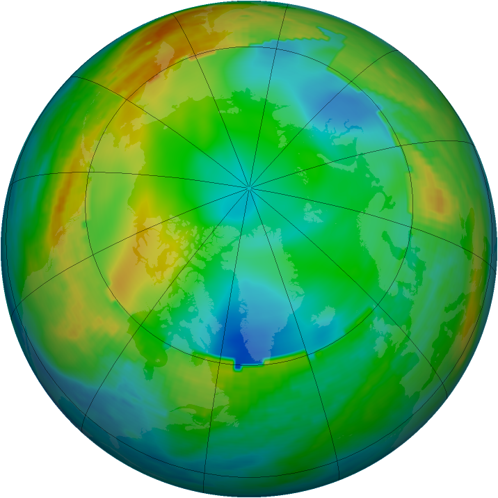 Arctic ozone map for 22 December 1988